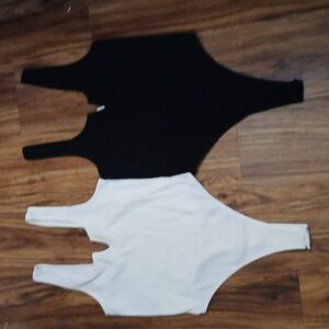 Bozzolo Cream Bodysuit with Wide Straps and Minimalist Design set of two